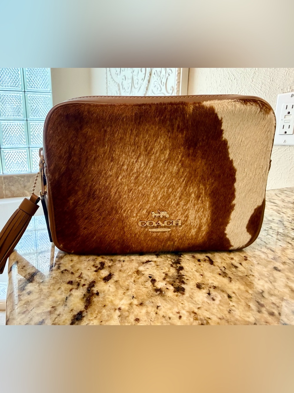 Coach Mini Carey Crossbody Bag in Haircalf with Cow Print